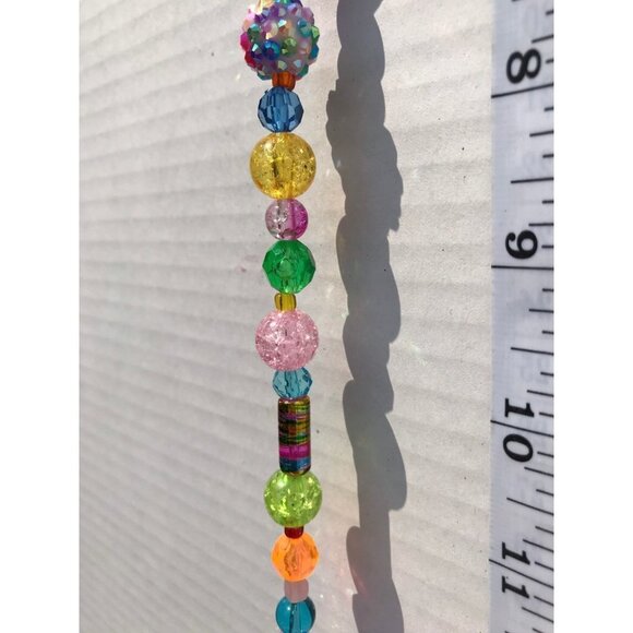 Beaded Suncatcher Light Purple Crystal Prism Hanging Patio Decor Yard Art - Picture 6 of 10